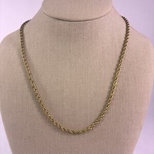 Vintage Rope Chain Necklace 14KGP Gold Plated Twisted 19" Statement Fashion